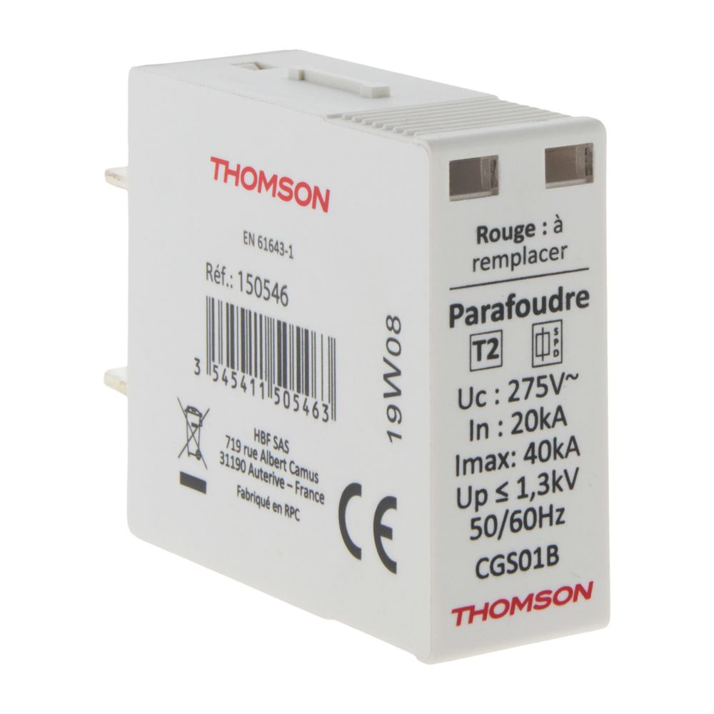 Thomson - Cartouche de rechange pour parafoudre modulaire - 40kA - Thomson - Autres équipements modulaires