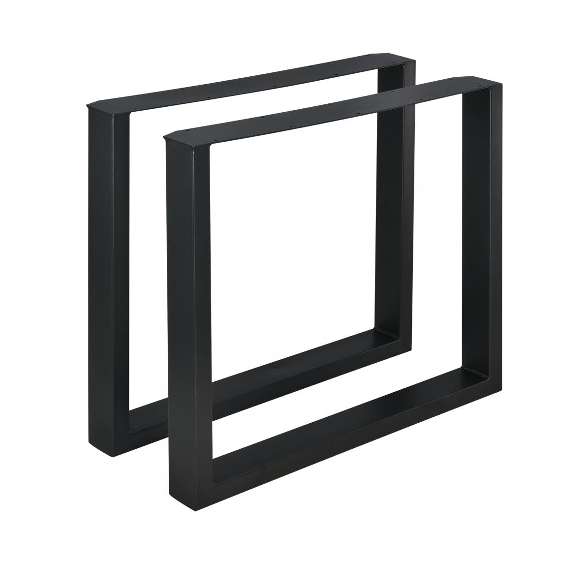 En.Casa - Set de 2 pieds de table Rectangulaire Noir 80 x 72 cm [en.casa] - Pieds & roulettes pour meuble