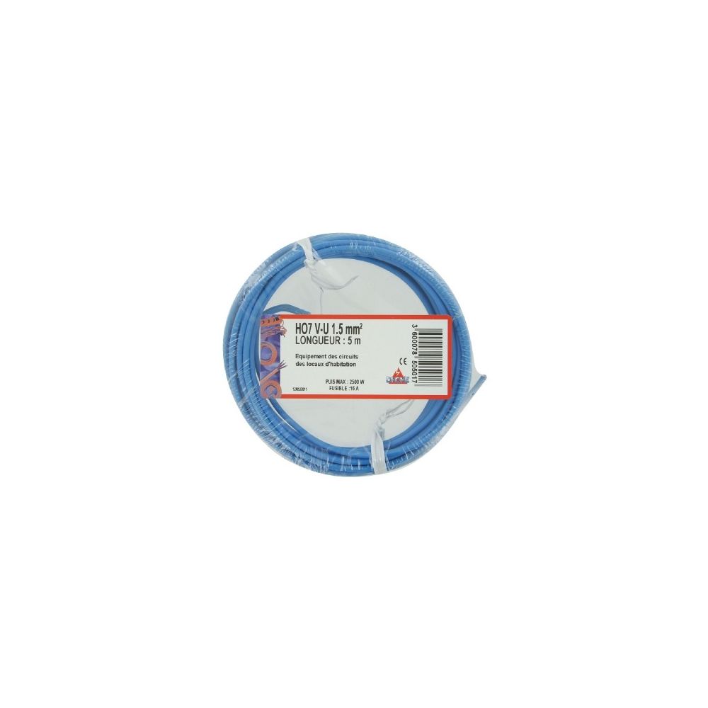 Dhome - H07 v-u 1,5 mm² vg 5 bleu - Fils et câbles électriques