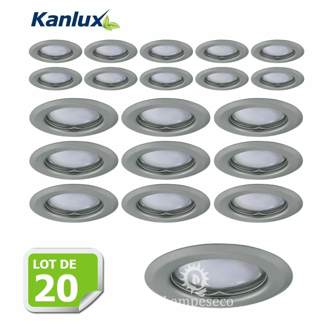 Kanlux - Lot de 20 Fixation de spot encastrable chrome matt D83mm marque Kanlux ref 26793 - Boîtes d'encastrement