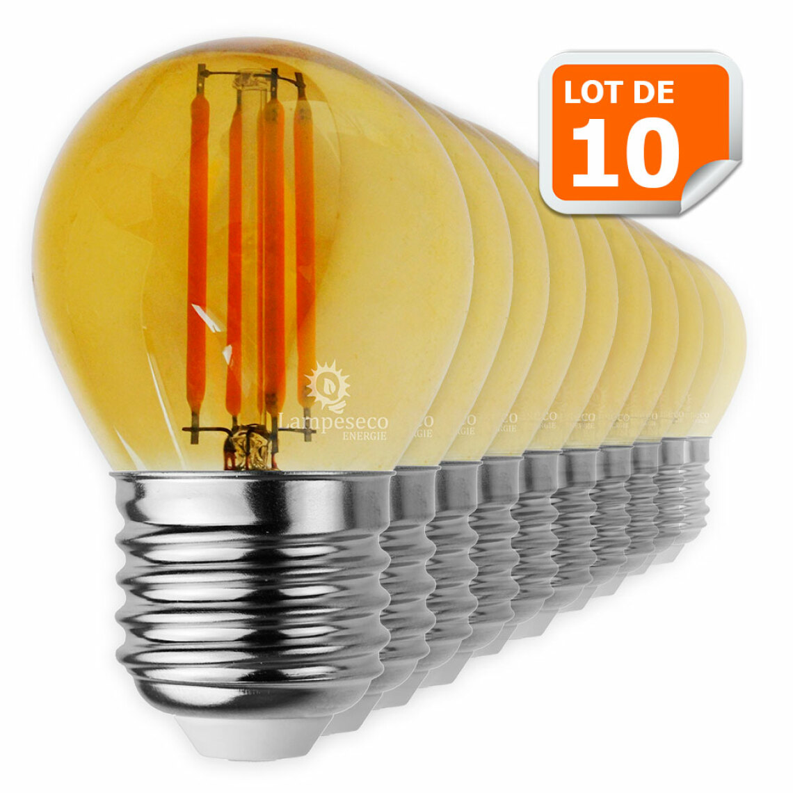 Lampesecoenergie - Lot de 10 Ampoules Led Filament forme G45 4 Watt (éq 42 watts) Culot E27 - Ampoules LED
