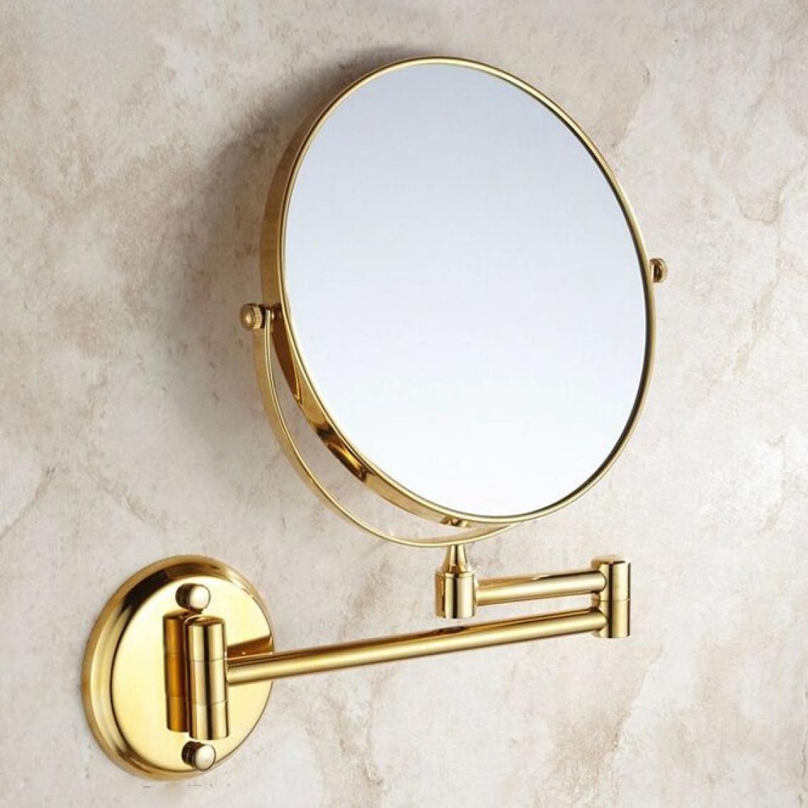 Universal - Miroir de maquillage pliant dans la salle de bains, miroir de beauté rétractable dans la salle de bains de l'hôtel, loupe amovible double face.(Or) - Miroir de salle de bain