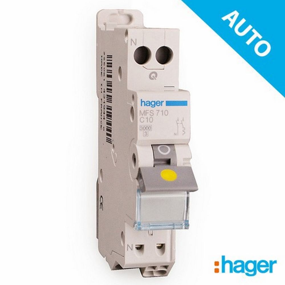 Hager - HAGER MFS710 - Disjoncteur électrique AUTO Phase Neutre 10A - Coupe-circuits et disjoncteurs