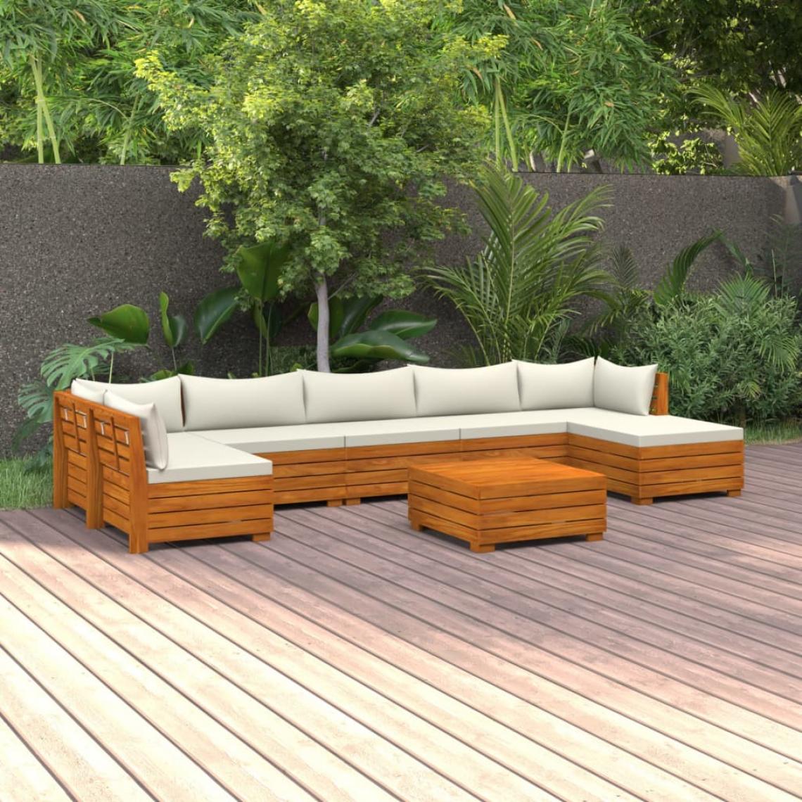 Vidaxl - vidaXL Salon de jardin 8 pcs avec coussins Bois d'acacia solide - Chaises de jardin