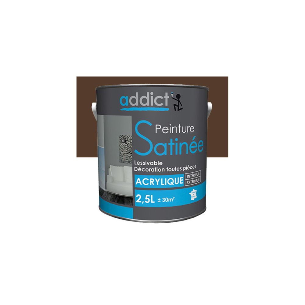 Addict - Peinture acrylique de décoration Satinée 2,5 L - Chocolat - ADD111296 - Addict - Peinture extérieure
