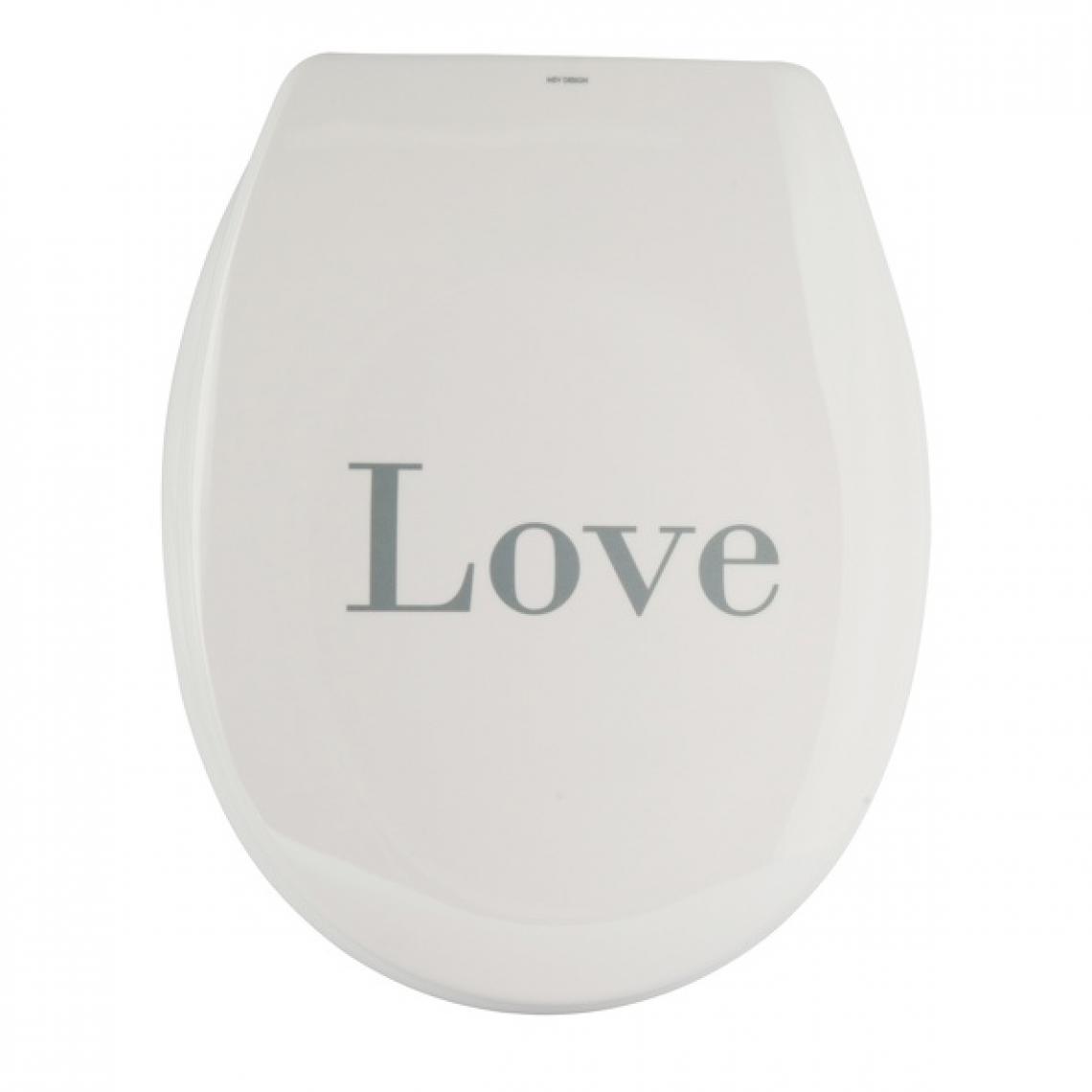 Msv - MSV Abattant Wc Thermo Dur LOVE Gris & Blanc - Charnières PS - Abattant WC
