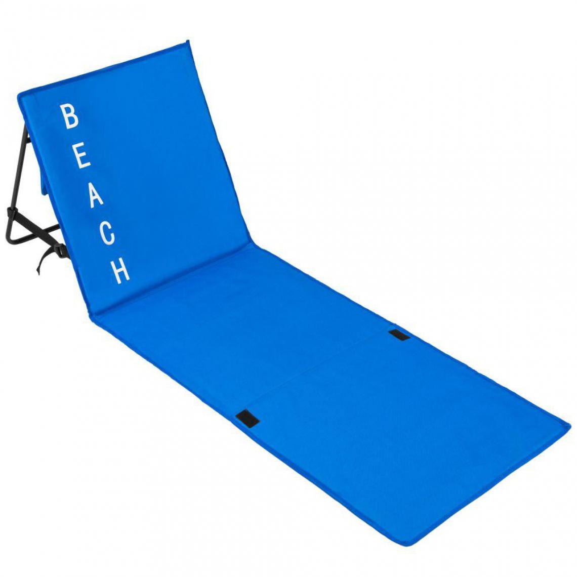 Helloshop26 - Transat bain de soleil meuble jardin de plage bleu 2208106 - Transats, chaises longues