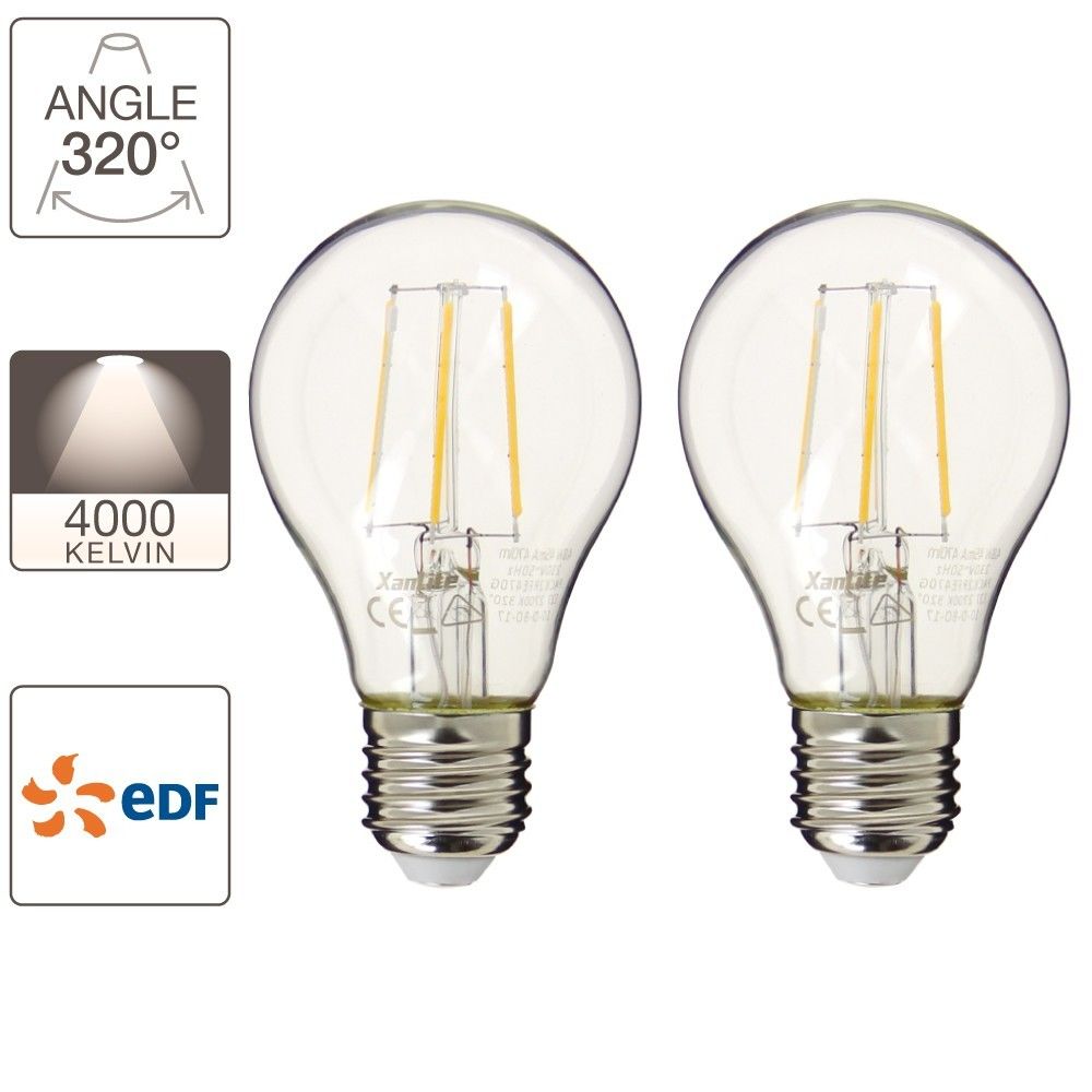 Xanlite - Lot de 2 ampoules A60 cuLot E27 - Ampoules LED