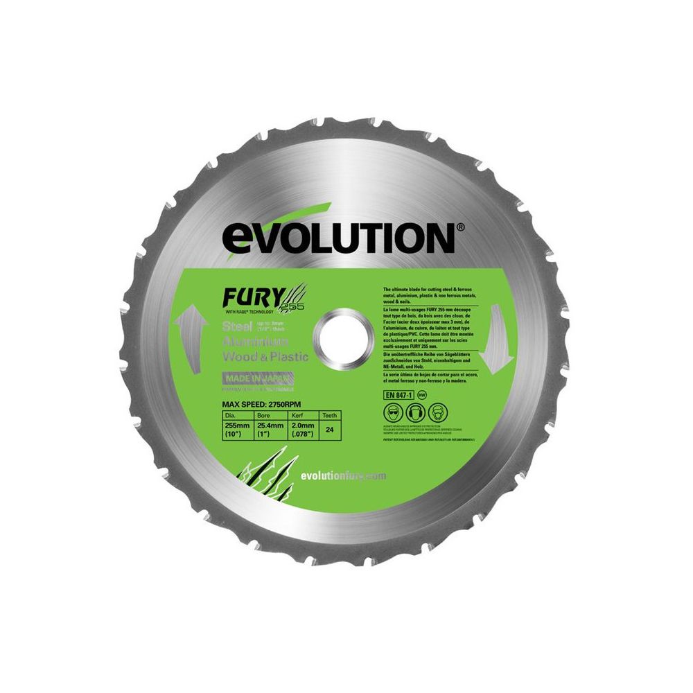 Evolution - EVOLUTION Lame multi-usages FURY 255mm - Outils de coupe