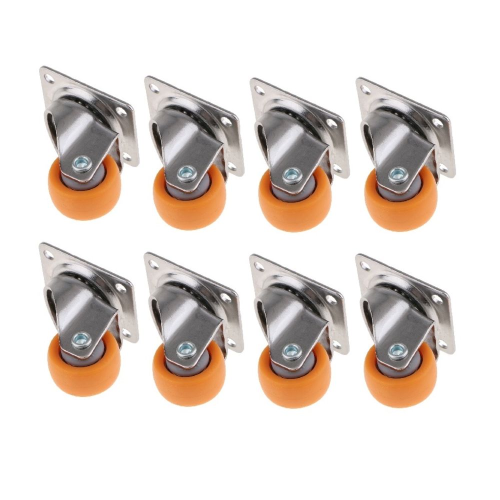 marque generique - Roulette Plaque 8x Nylon Toutes Roulettes Roulantes Pour Chariots Orange 32mm - Pieds & roulettes pour meuble