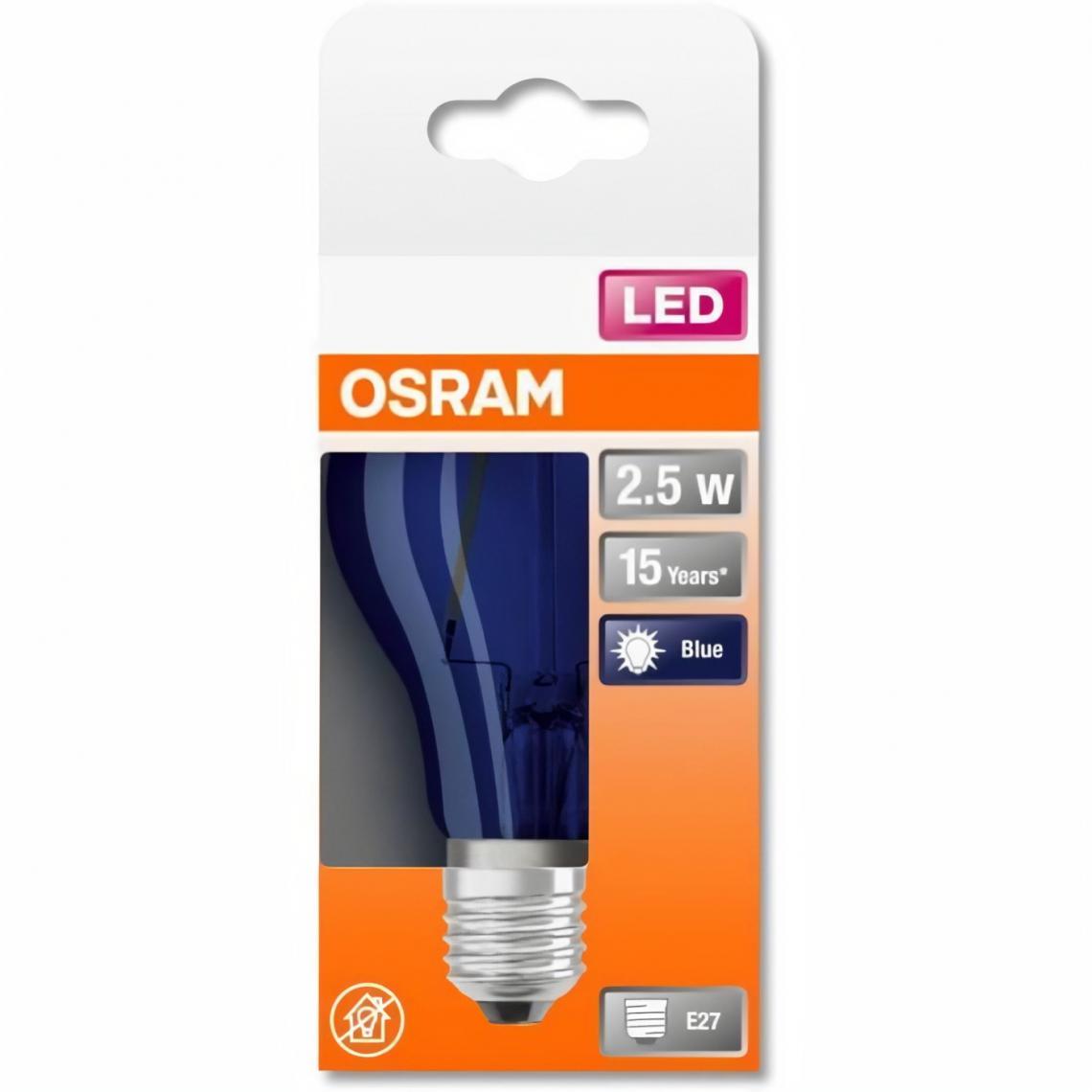 Osram - OSRAM Ampoule LED Standard verre bleu déco 2,5W=15 E27 chaud - Ampoules LED