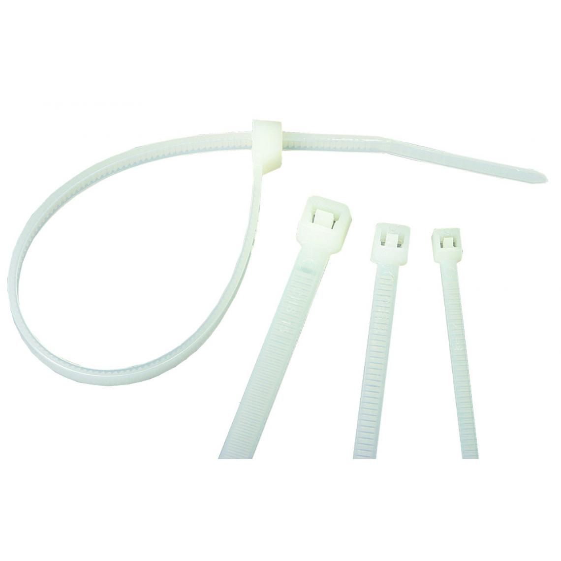 Dio - Lot de 25 colliers de câblage 140x3,5mm - Blanc - Accessoires de câblage