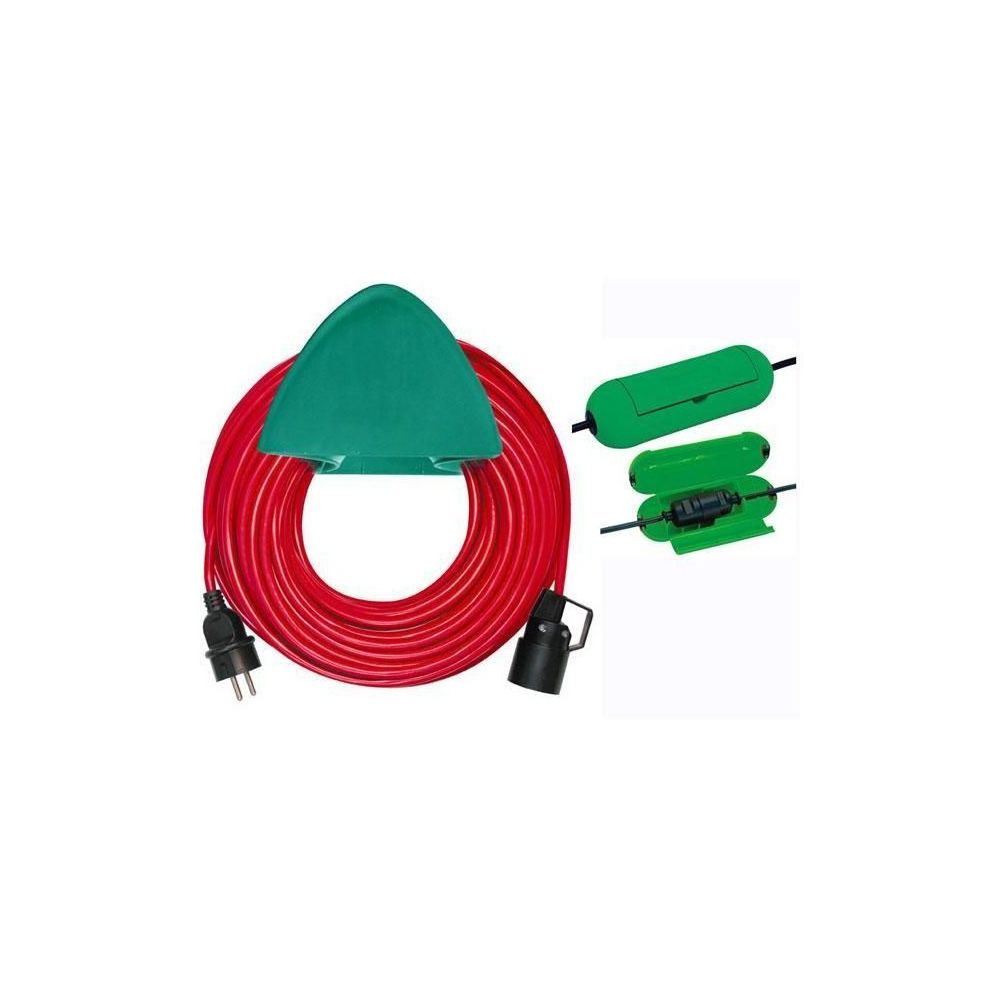 Brennenstuhl - Brennenstuhl Rallonge rouge 40m de câble - avec support mural vert et safe box - Fabrication Française - Rallonges de jardin