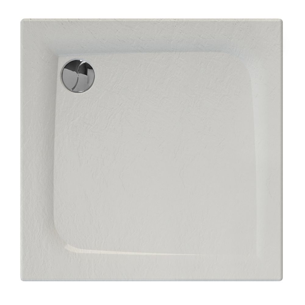 Allibert - Receveur de douche carré effet pierre Mooneo - L. 80 x l. 80 cm - Blanc - Receveur de douche