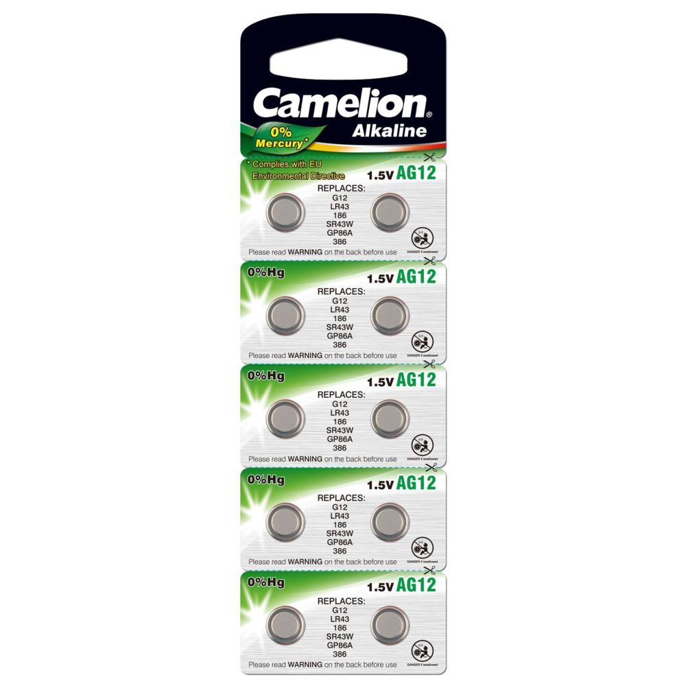 Camelion - Pack de 10 piles Camelion Alcaline AG12/LR43/LR1142/386/BP10 0% Mercury/Hg - Piles rechargeables