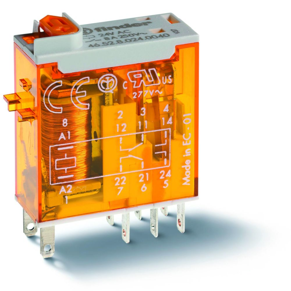 Finder - relais - 2 contacts - 8a - 24 volts ac - indicateur mécanique - finder 465280240040 - Autres équipements modulaires