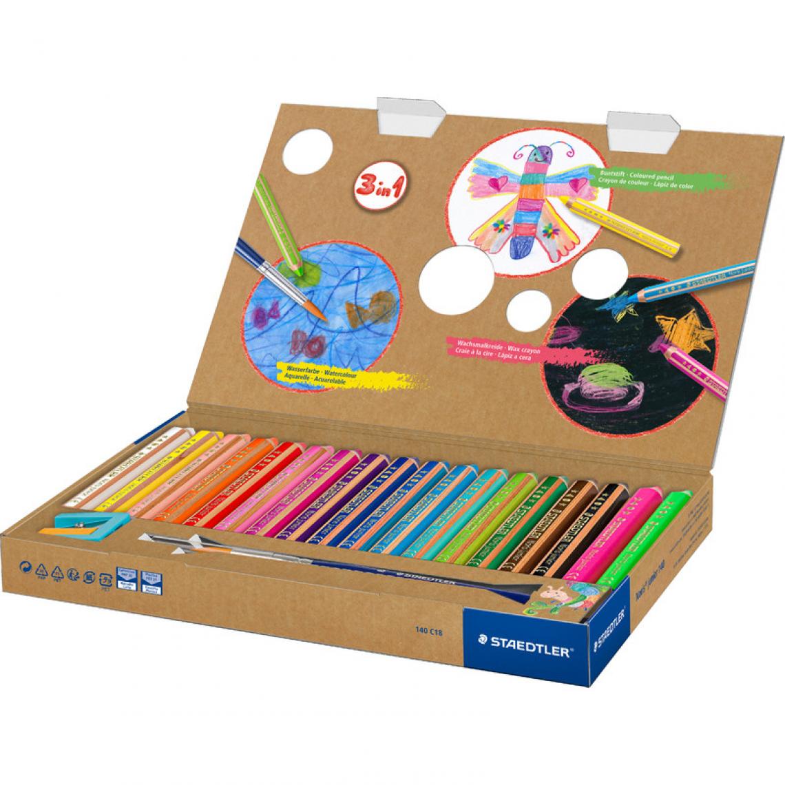 Staedtler - STAEDTLER Crayon de couleur hexagonal buddy, étui carton 18 () - Outils et accessoires du peintre