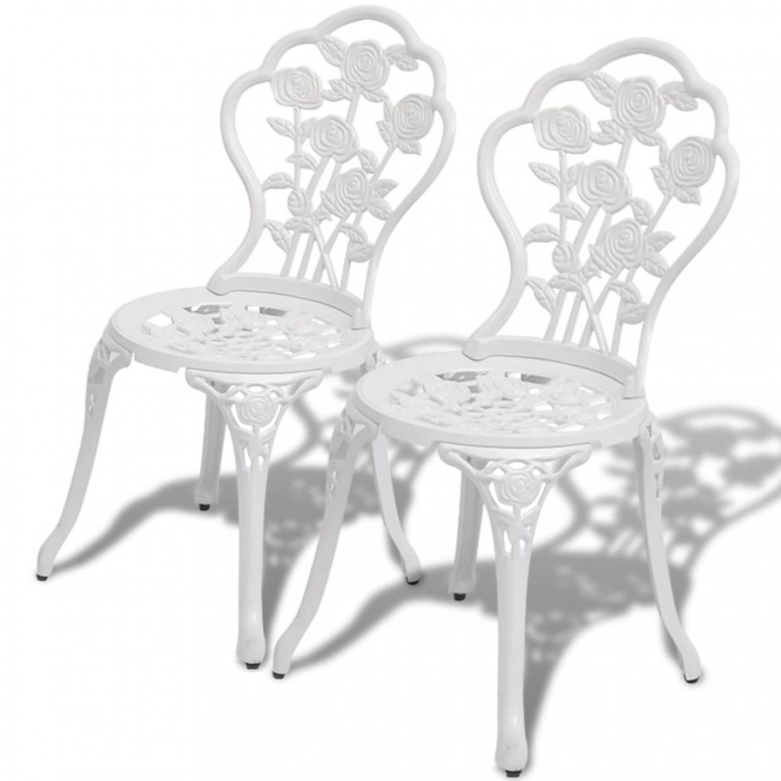 Chunhelife - Chaises de bistro 2 pcs Aluminium coulé Blanc - Chaises de jardin