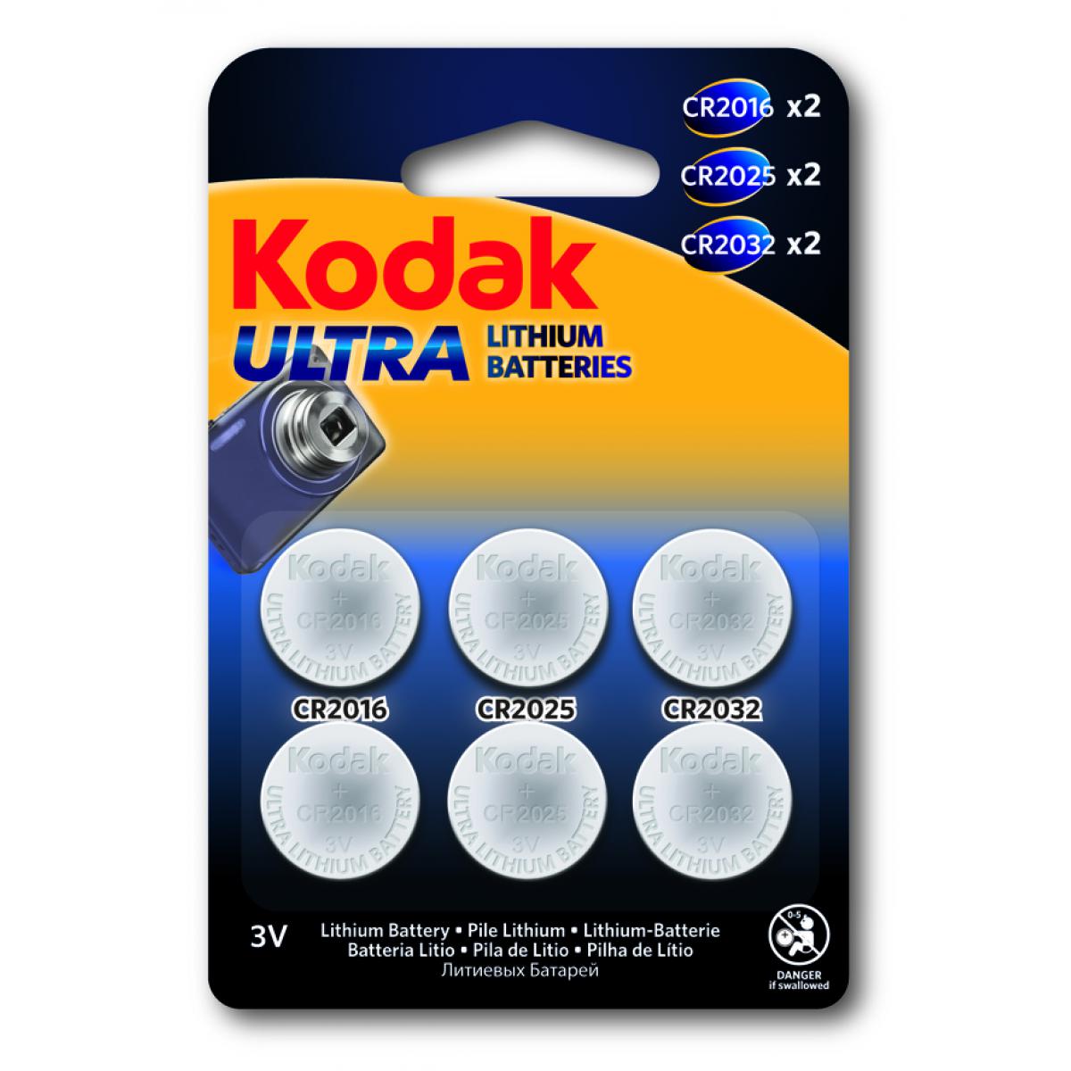 Kodak - KODAK - Pile - Ultra Lithium - Pack de 6 piles ( 2 * CR2016 - 2* CR2025 - 2 * CR2032 )-- - Piles standard