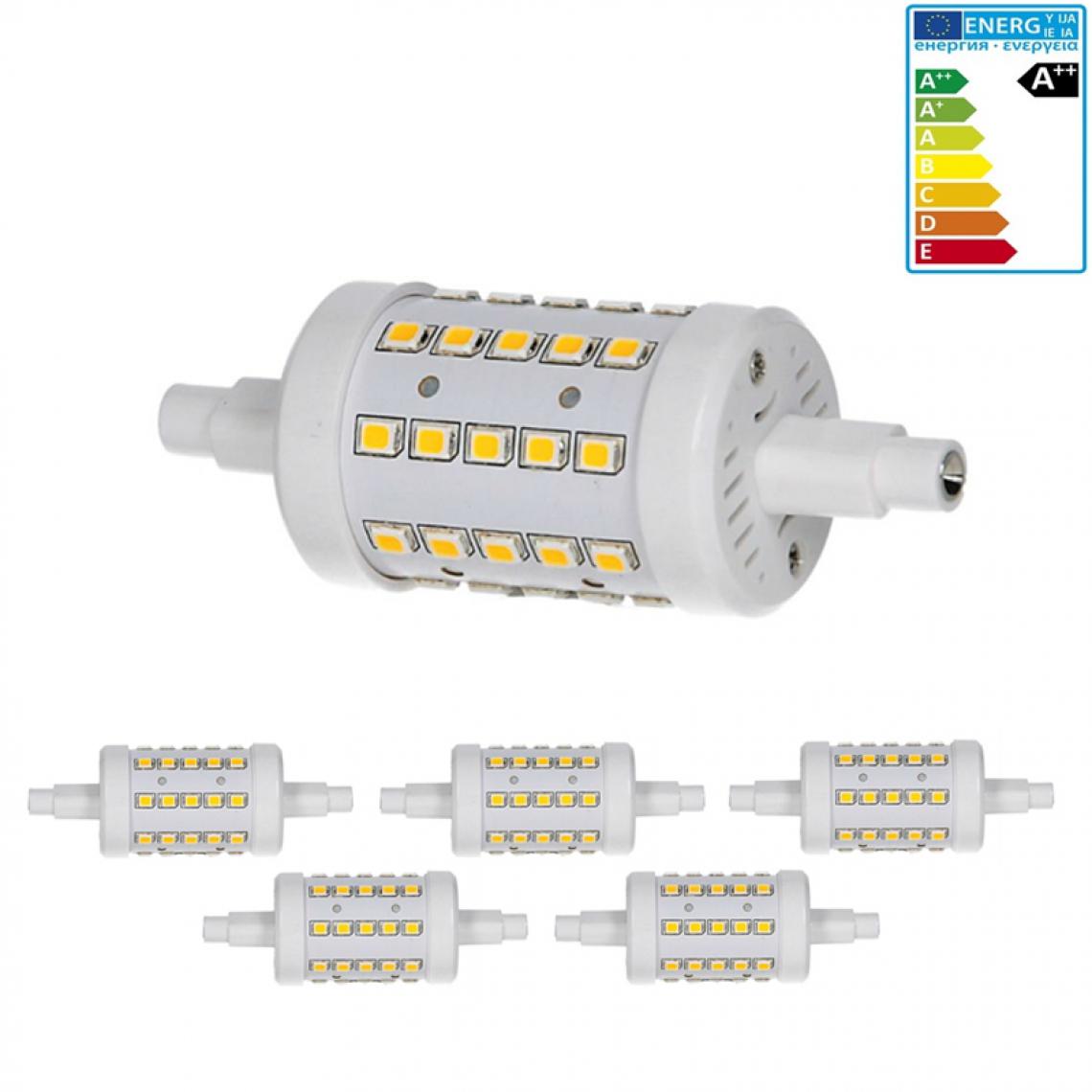 Ecd Germany - ECD Germany 5 x R7S Lampe LED 7W 78mm 700 lumens AC86-265V angle de faisceau 360 ° remplace ampoule halogène 45W réglable blanc neutre - Tubes et néons