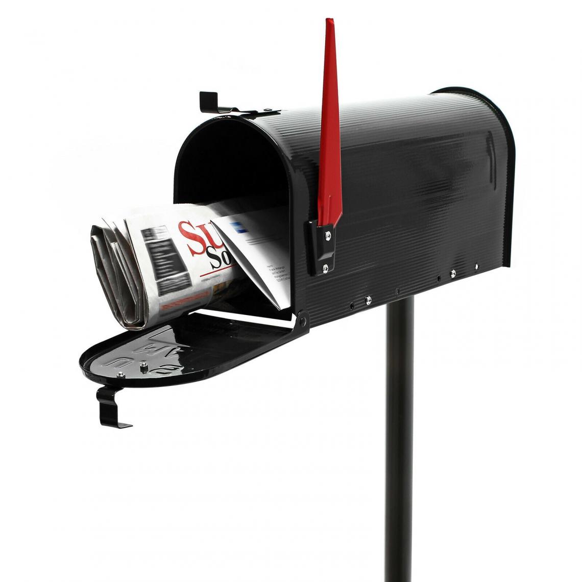 Helloshop26 - Us mailbox boite aux lettres design américain noir pied de support courrier 16_0000335 - Boîte aux lettres