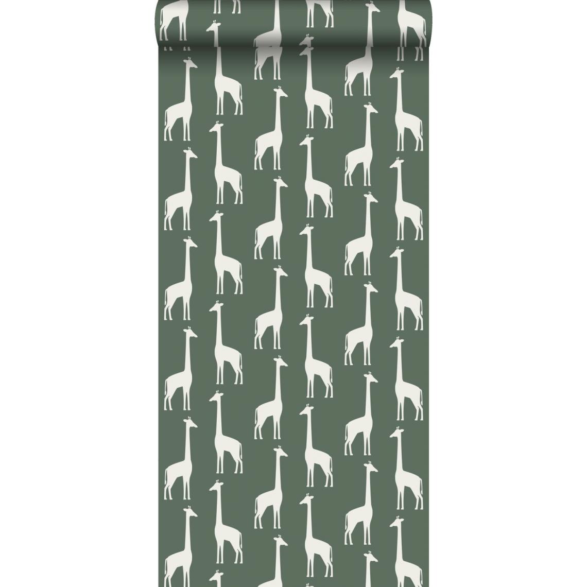 ESTAhome - ESTAhome papier peint girafes vert foncé - 139060 - 0.53 x 10.05 m - Papier peint