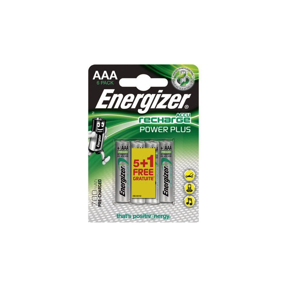 Energizer - Lot de 5 piles rechargeables power plus + 1 pile gratuite - Piles rechargeables