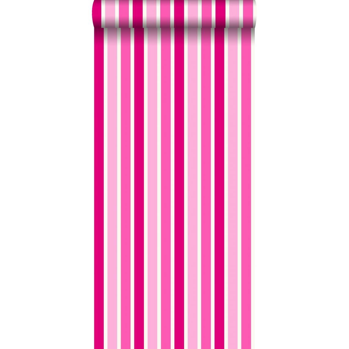 ESTAhome - ESTAhome papier peint à rayures rose - 115818 - 53 cm x 10,05 m - Papier peint