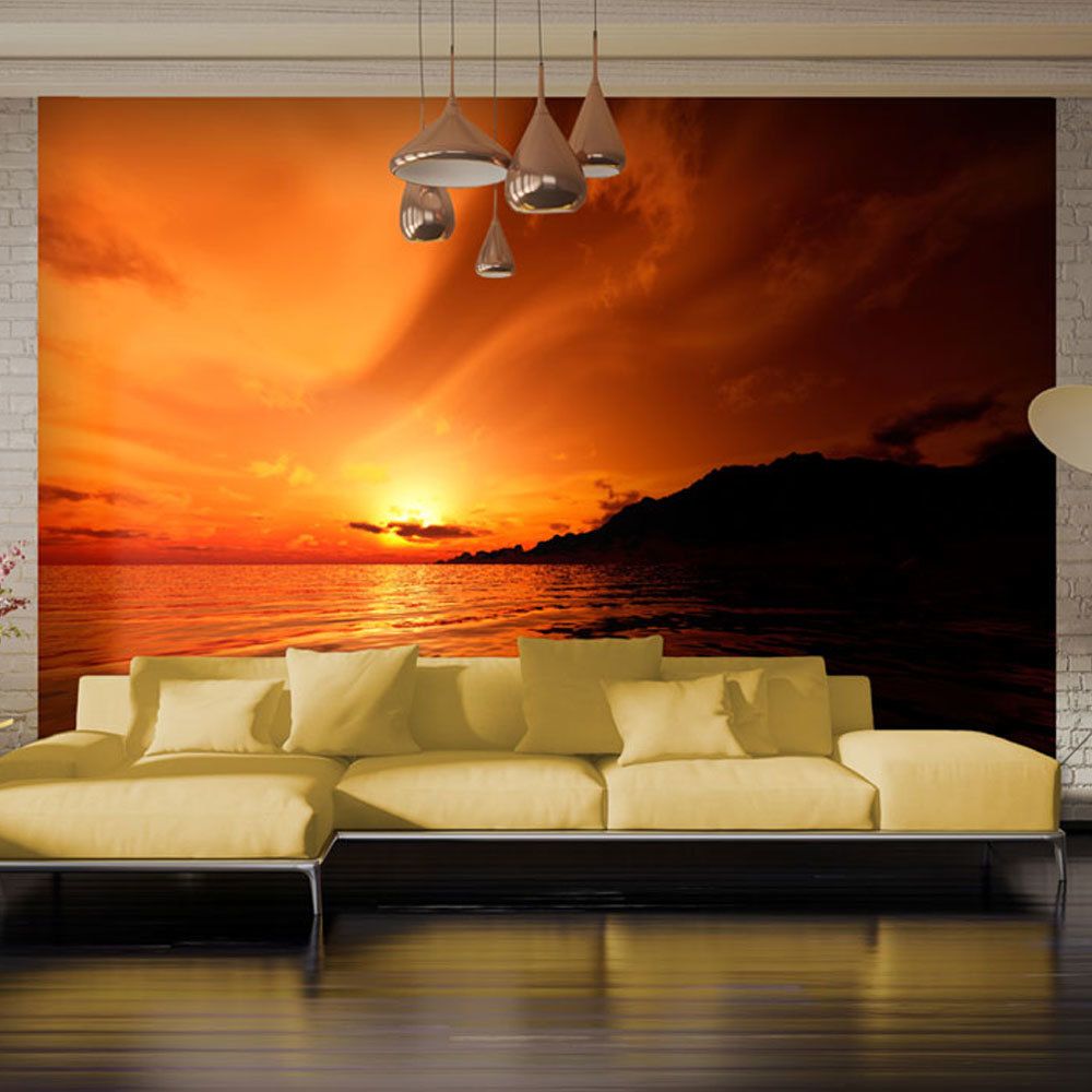 Bimago - Papier peint | Baie nimbée d'une lumière orangée | 300x231 | Paysages | Levers et couchers de soleil | - Papier peint