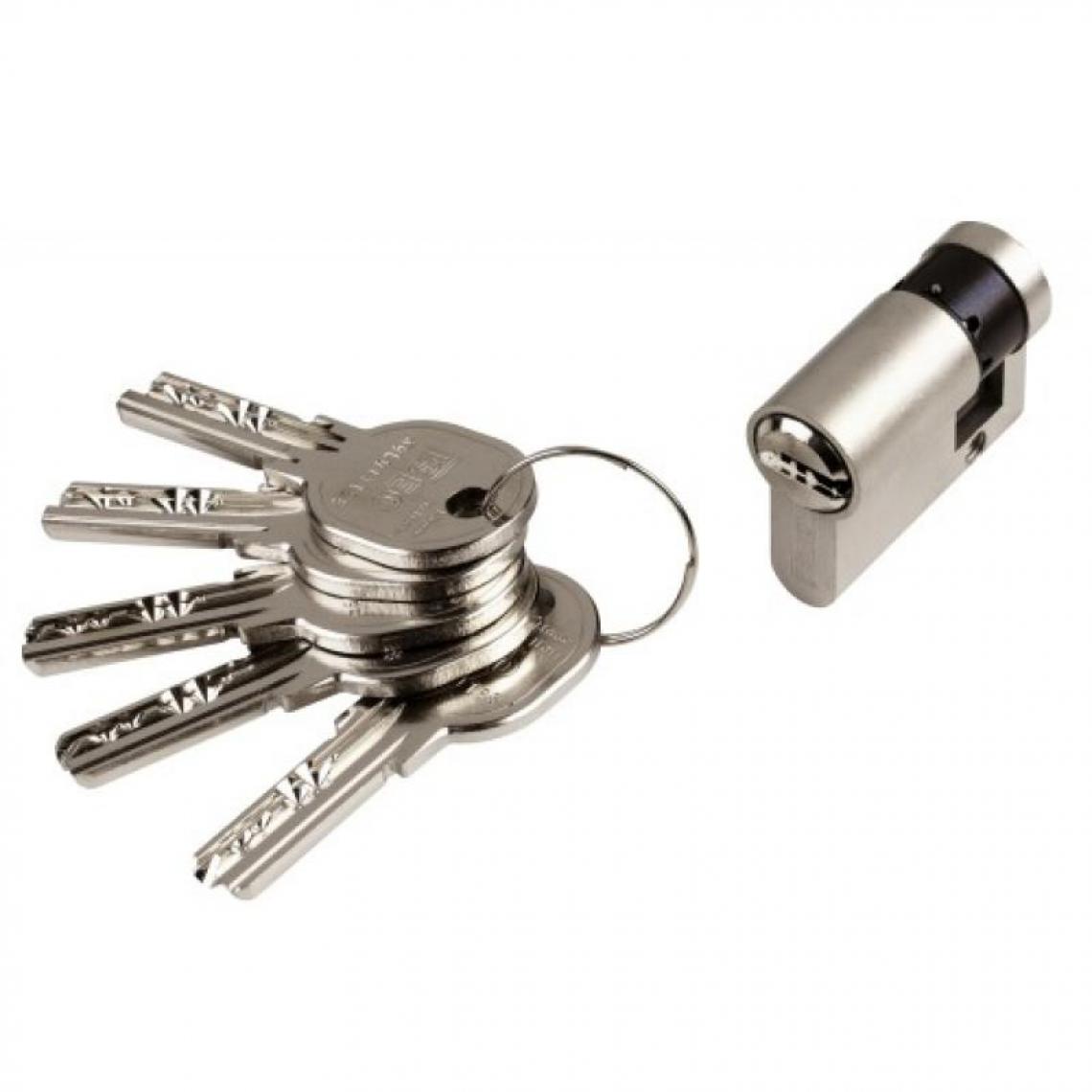 Iseo City - Cylindre simple ISR 6 laiton nickelé 5 clés sur N° AGL 697 30 x - Cylindre de porte