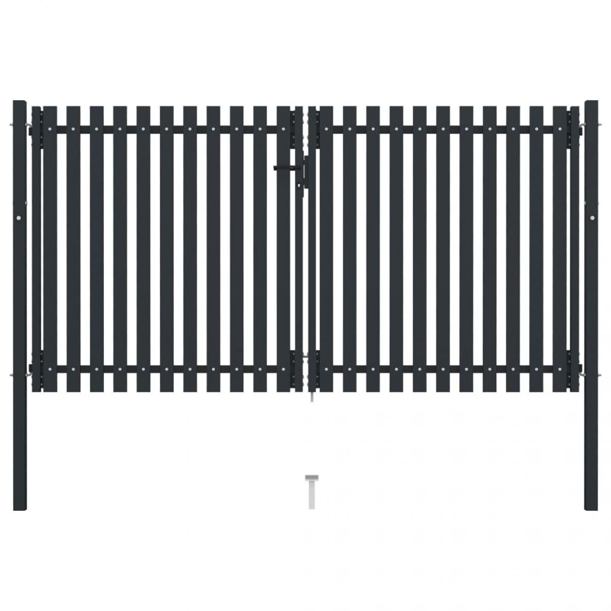Vidaxl - vidaXL Portail de clôture à double porte Acier 306x220 cm Anthracite - Portillon