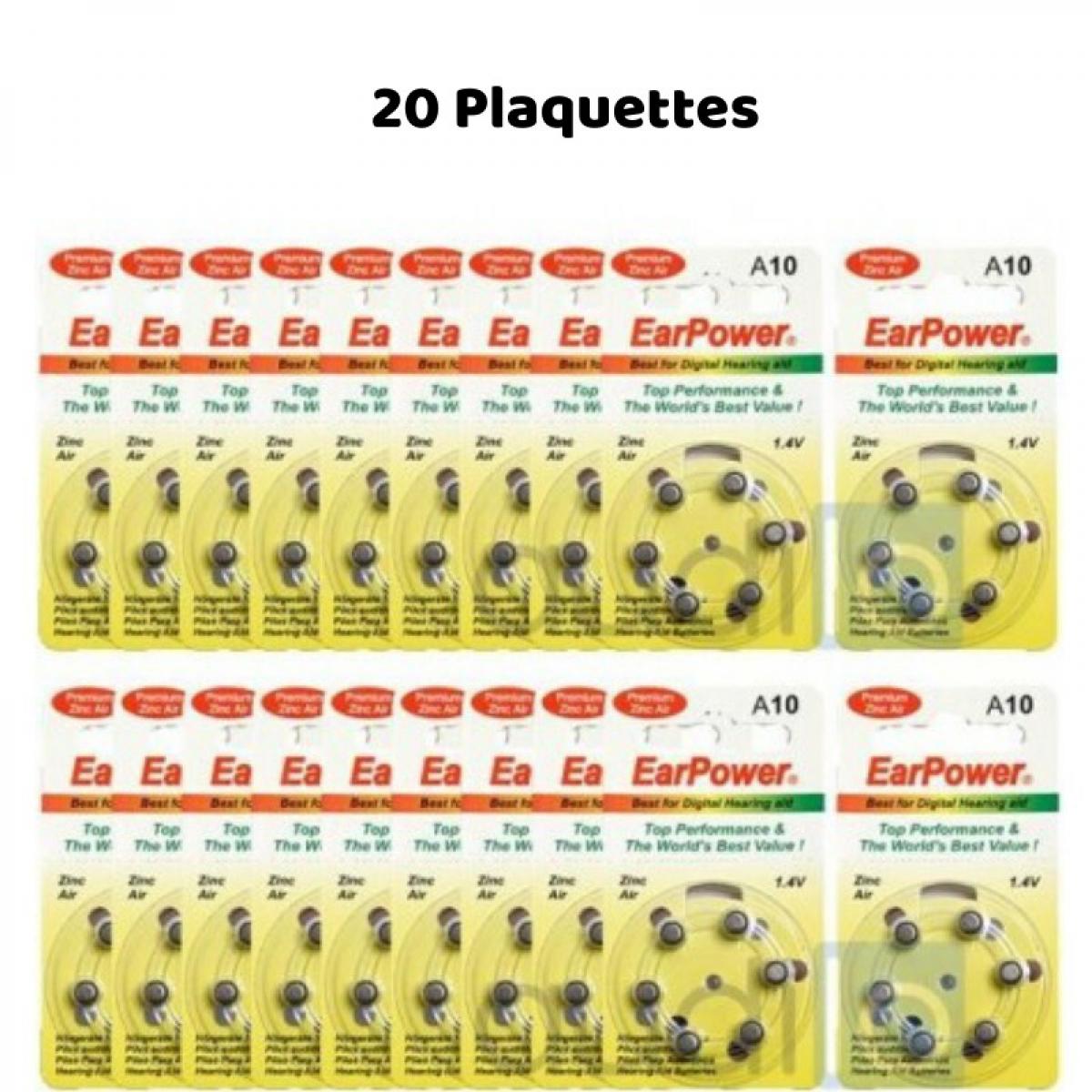 Earpower - Piles Auditives Earpower A10, 20 Plaquettes - Piles rechargeables