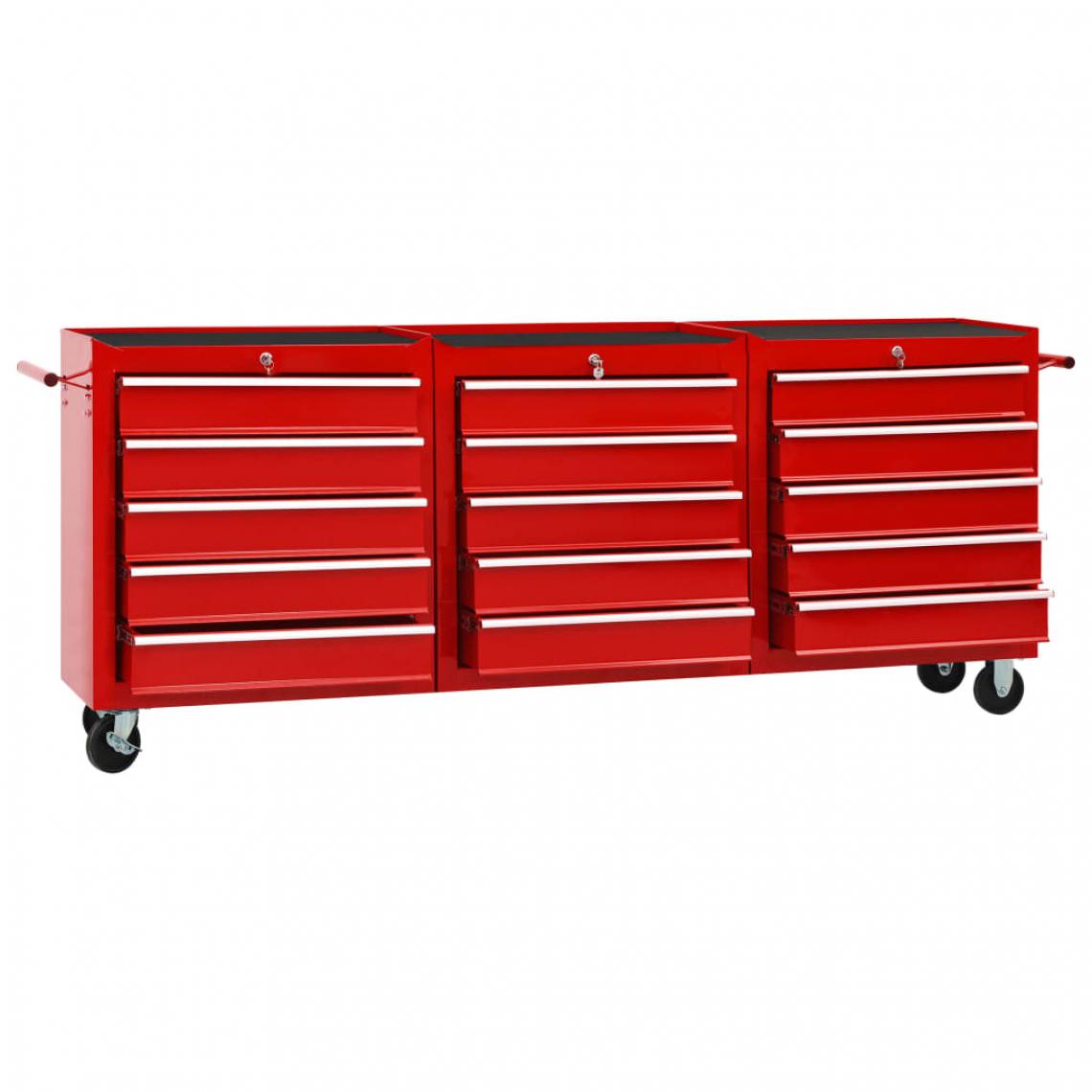 Icaverne - Icaverne - Armoires à outils selection Chariot à outils avec 15 tiroirs Acier Rouge - Armoires