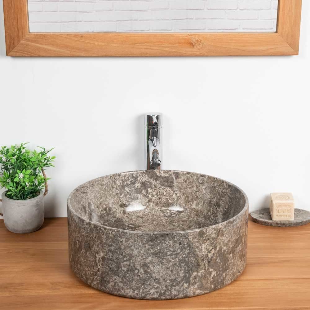 Wanda Collection - vasque à poser en marbre pour salle de bain Ulysse 40 gris - Vasque