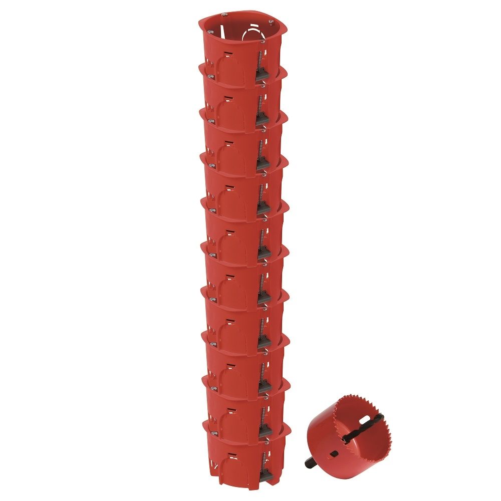 Debflex - Boîtes appareillage DEBFLEX cloison sèche rouge avec scie cloche Lot de 10 - Boîtes d'encastrement