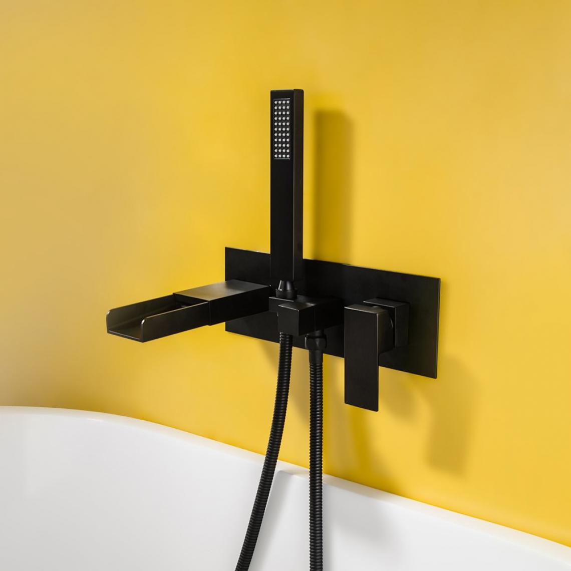 Kroos - Robinet de baignoire encastré sophistiqué en noir solide avec douchette Noir - Mitigeur douche
