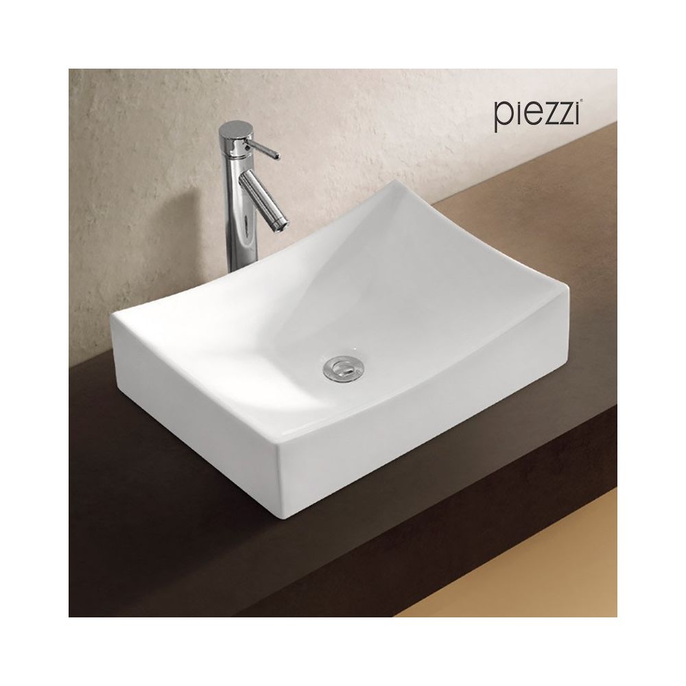 Piezzi - Vasque rectangulaire en céramique blanche - Agata - Vasque