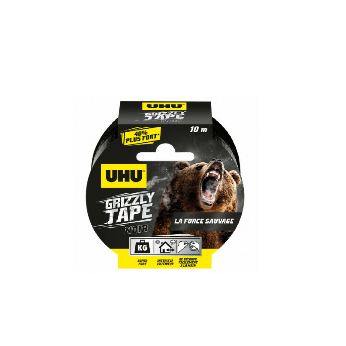 Uhu - Ruban adhésif UHU Grizzly Tape Noir - 10m - 34555 - Adhésif d'emballage