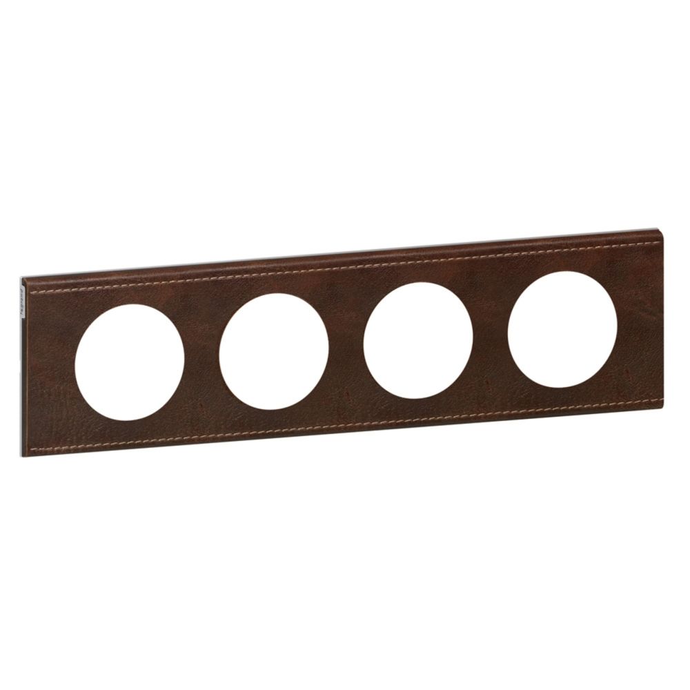 Legrand - plaque céliane 4 postes cuir brun texturé - Interrupteurs et prises en saillie
