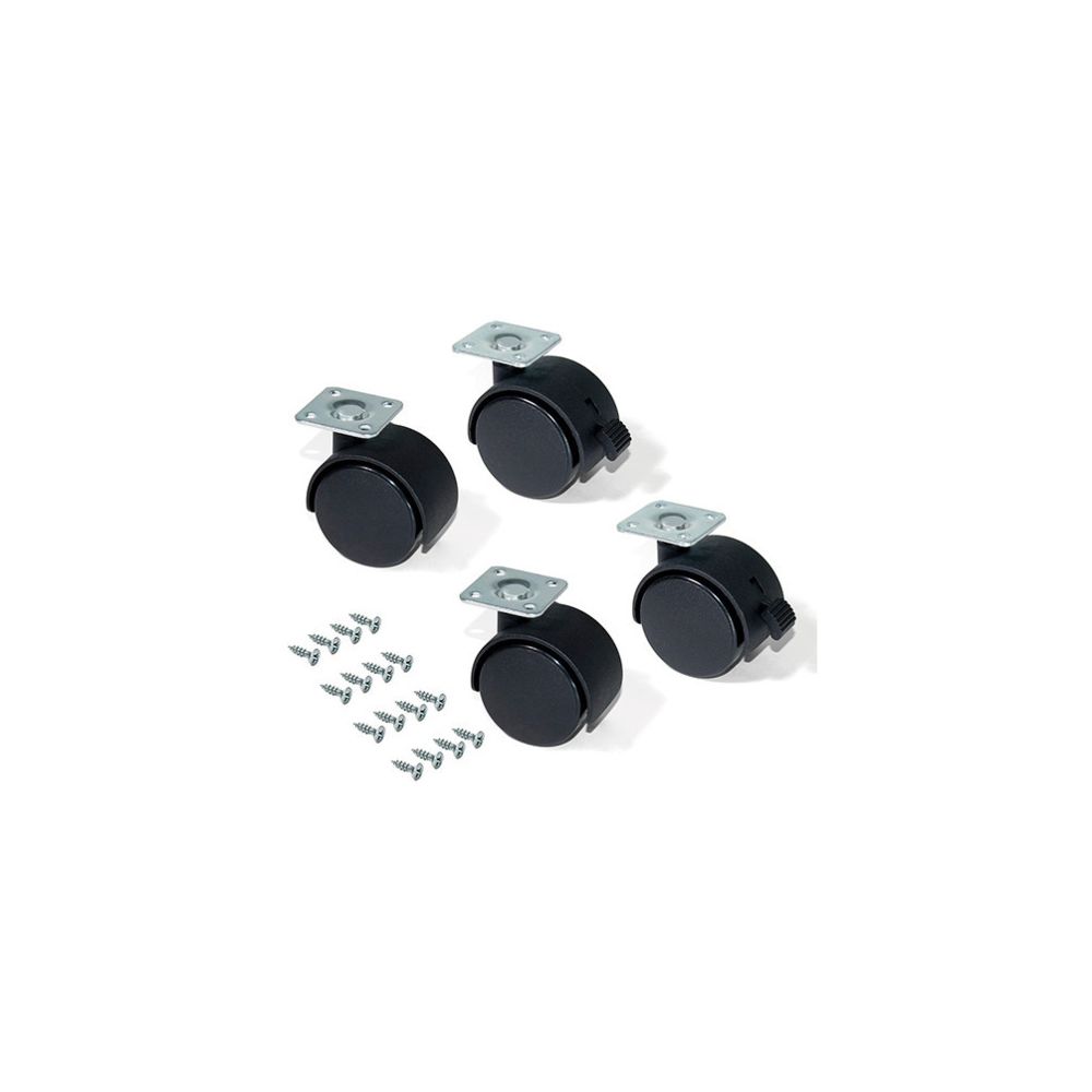 Emuca - Kit de 4 roulettes pour caisson à tiroirs de D. 50 mm avec platine de montage et roulements à billes - 2036617 - Emuca - Pieds & roulettes pour meuble