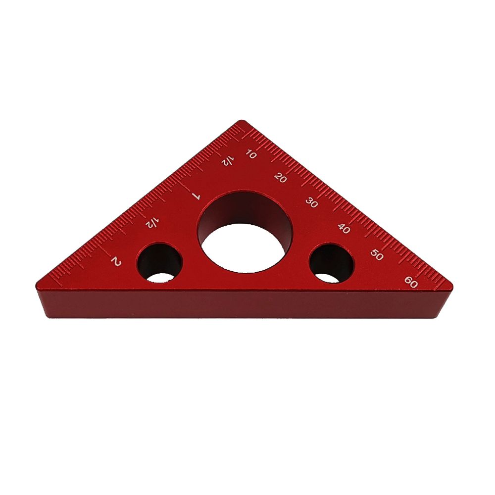 marque generique - Rouge métrique de règle de triangle de pouce d'angle d'alliage d'aluminium de règle de 45 degrés - Presses et serre-joints