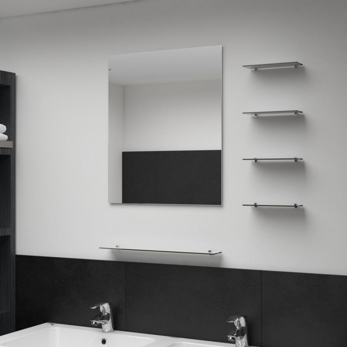 Chunhelife - Miroir mural avec 5 étagères Argenté 50 x 60 cm - Miroir de salle de bain