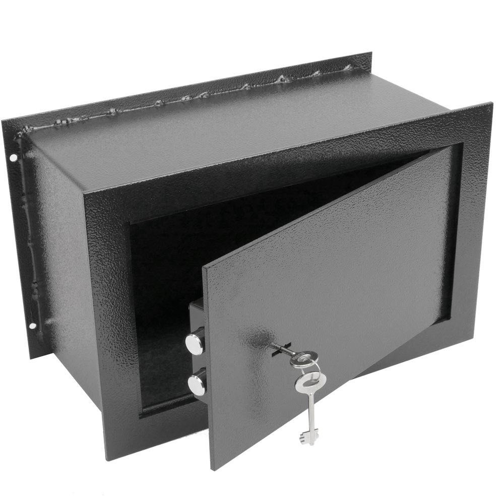 Primematik - Coffre-fort mural de sécurité en retrait en acier à clé 36x15x23cm noir - Coffre fort