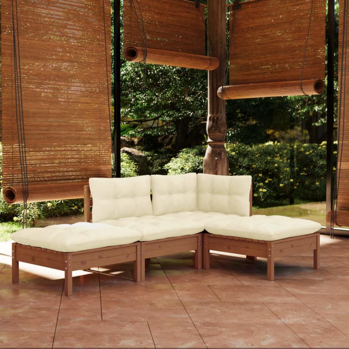 Vidaxl - vidaXL Salon de jardin 4 pcs avec coussins Bois de pin massif - Ensembles canapés et fauteuils