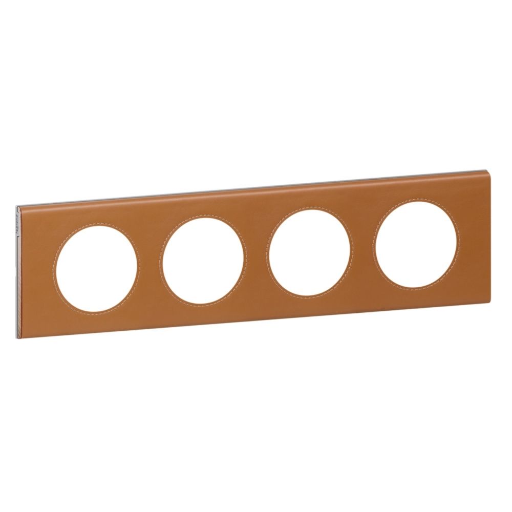 Legrand - plaque céliane 4 postes cuir caramel - Interrupteurs et prises en saillie