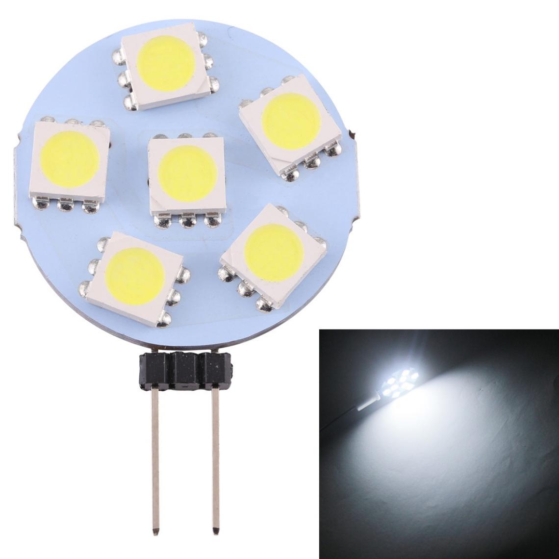 Wewoo - G4 6 LEDs SMD 5050 72LM 6000-6500K Ampoule de lampe de base à broche à économie d'énergie à intensité variableDC 12V lumière blanche - Ampoules LED