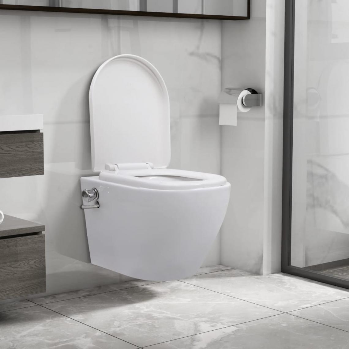 Icaverne - Superbe Toilettes et bidets reference Brazzaville Toilette murale sans bord à fonction de bidet Céramique Blanc - WC
