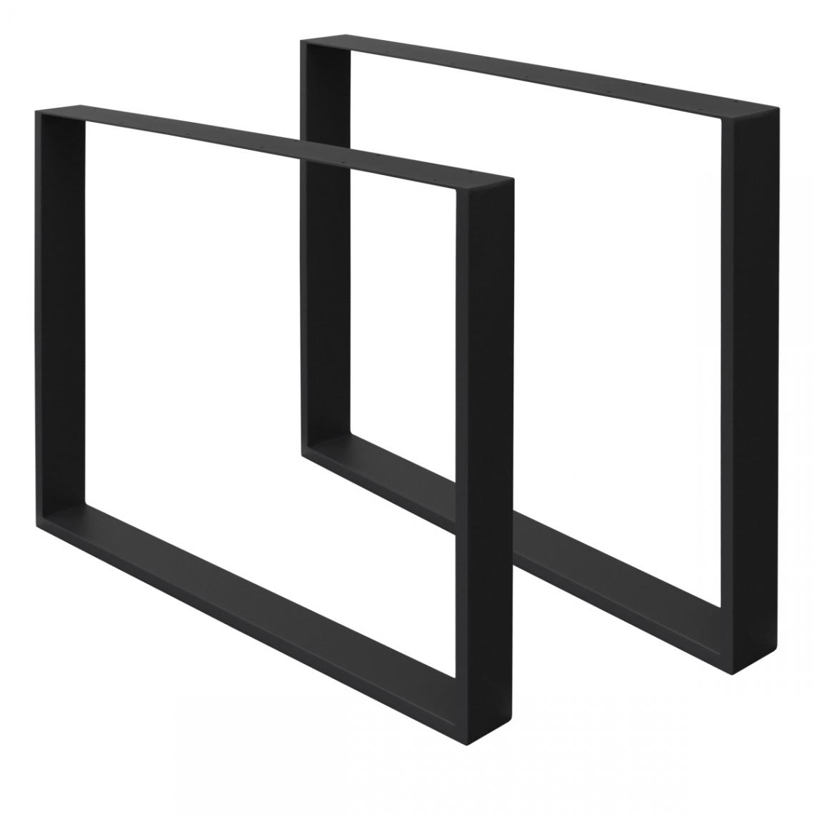 Ecd Germany - 2 x Pieds de table en acier noir 80 x 72 cm support rectangulaire style moderne - Pieds & roulettes pour meuble