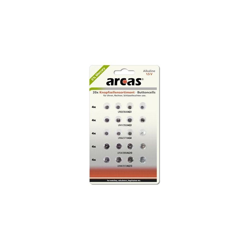 Camelion - Pack de 20 piles bouton Arcas AG1-AG13 0% Mercury/Hg - Piles rechargeables