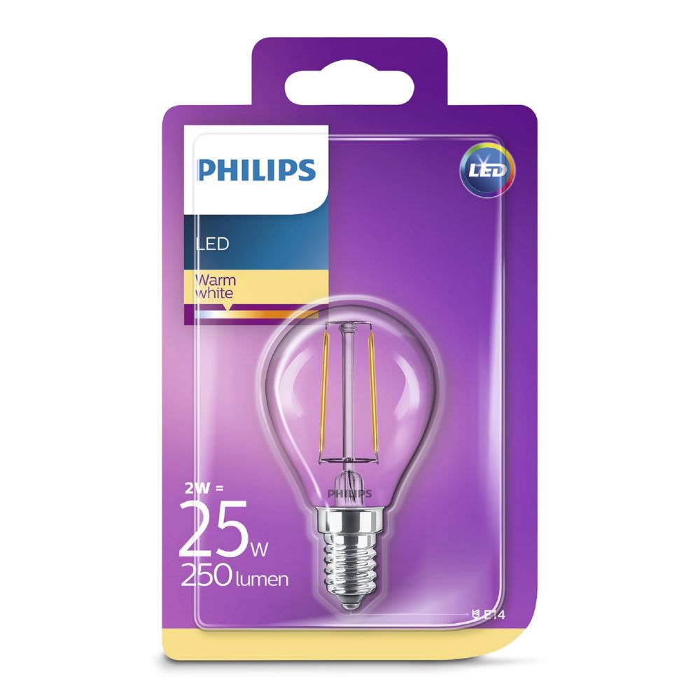 Philips - Ampoule LED sphérique E14 2W (25W) – blanc chaud - Ampoules LED